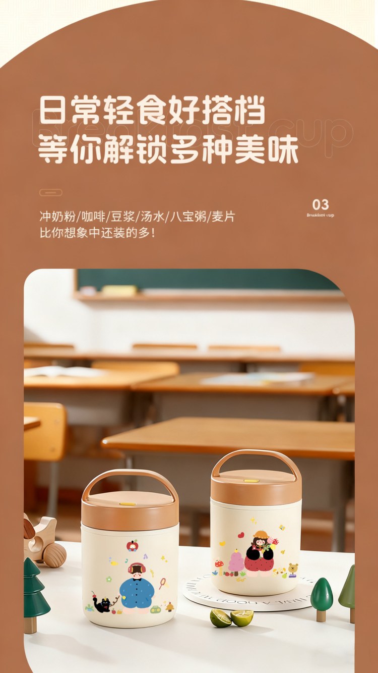 不锈钢密封便携早餐杯