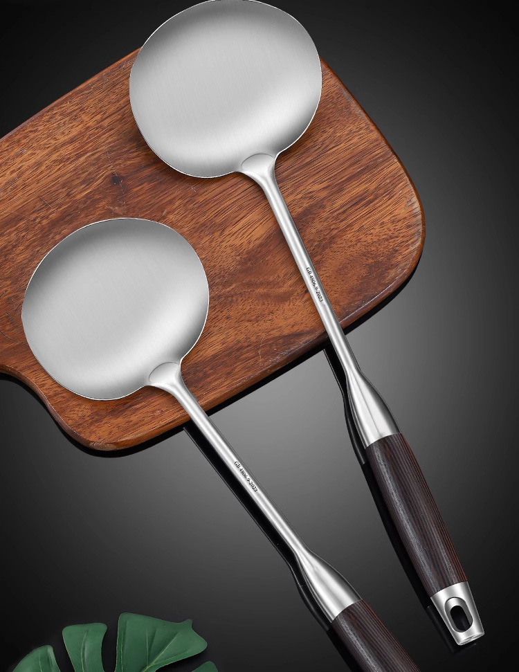 加厚不锈钢黑檀木炒勺