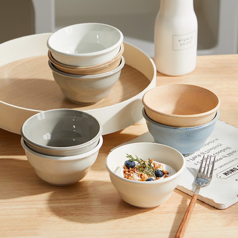 北欧风简约高颜值米饭碗3个装