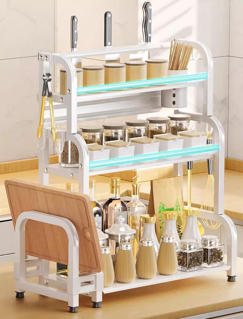 厨房调料、刀双层置物架