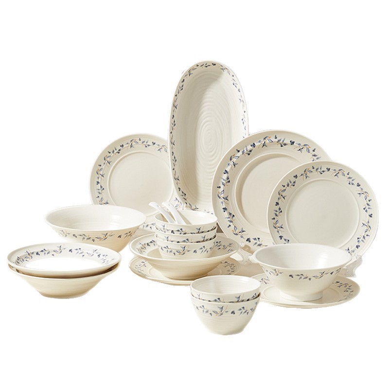 蓝馨花陶瓷碗盘组合乔迁礼盒装