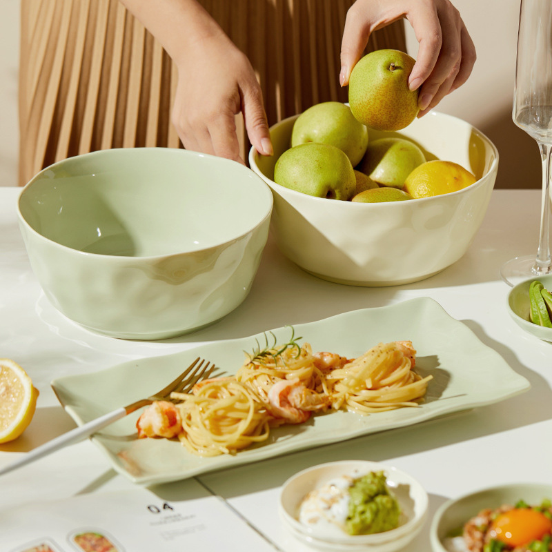 青绿奶油风陶瓷碗盘组合乔迁礼盒装