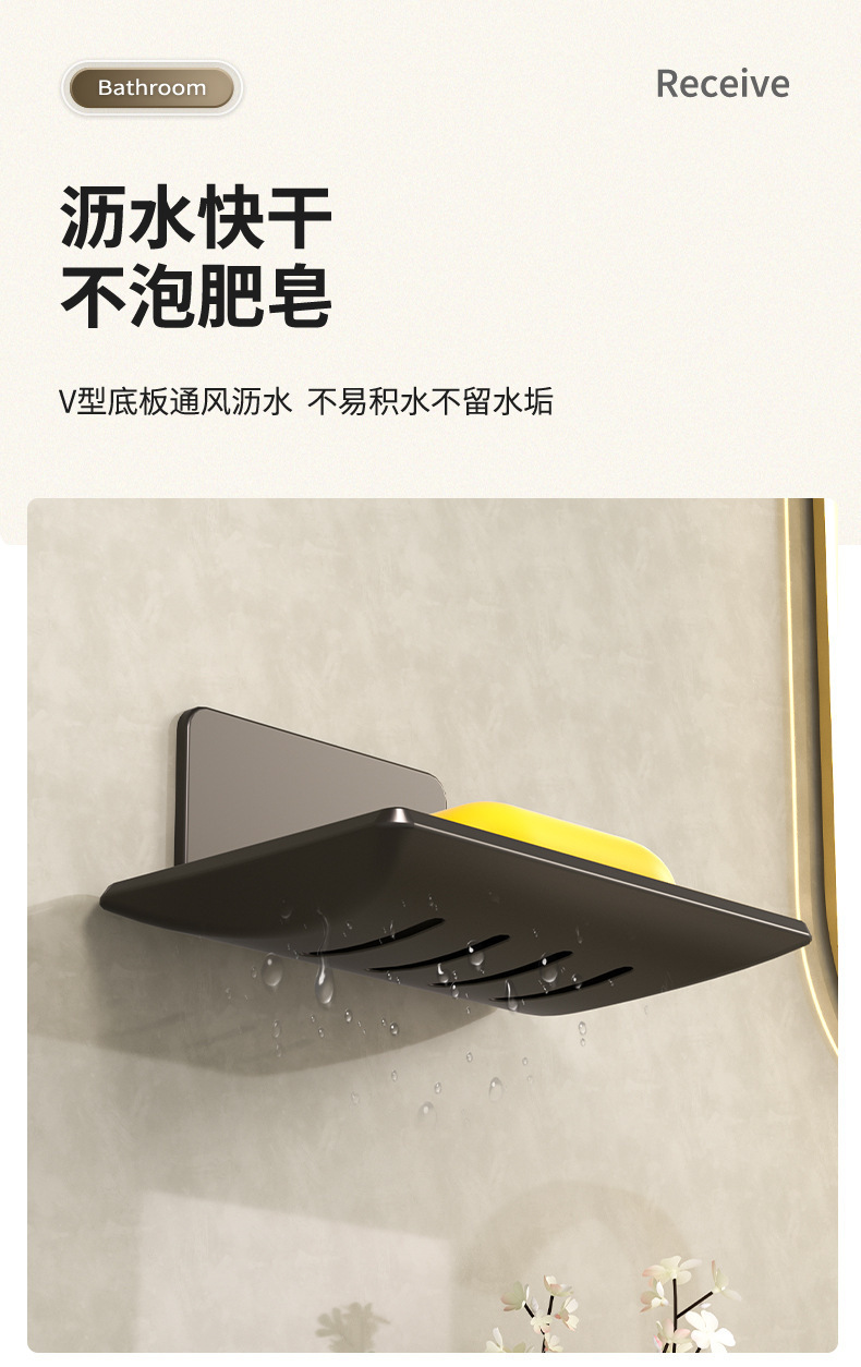 太空铝壁挂式免打孔香皂碟